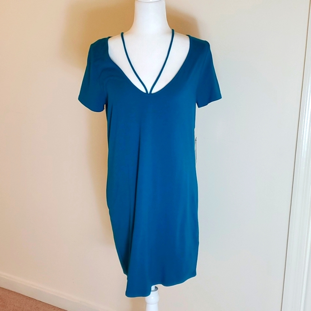 Express teal blue short sleeve t-shirt dress size medium
